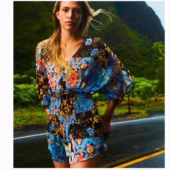 Zara Multicolored Patchwork Floral Printed Romper/Jumpsuit Size S. - Picture 1 of 14